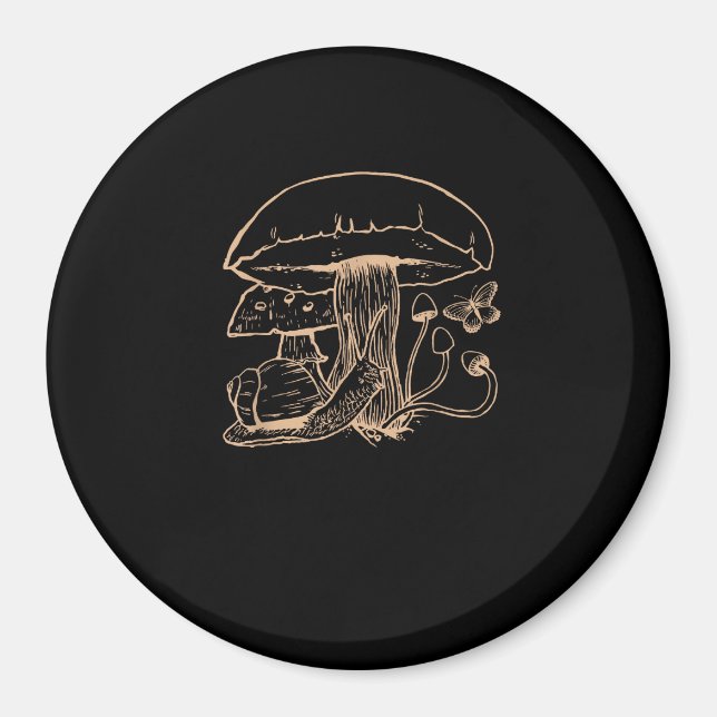 Imán Cottagecore Aesthetic Goblincore Mushroom Snail (Frente)