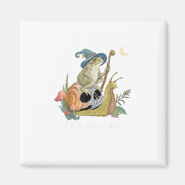 Imán Cottagecore Aesthetic Witch Frog Snail Mushroom Go (Frente)