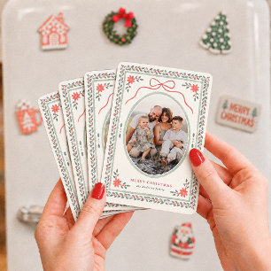 Imán Cottagecore Lazo Acuarela Acebo Navidad