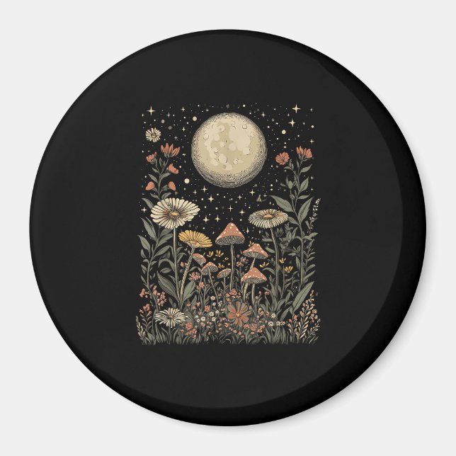 Imán Cottagecore Moon Mushroom Moonphase Goblincore (Frente)