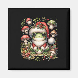 Imán Cottagecore Navidades de rana estética hongos