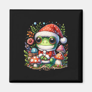 Imán Cottagecore Navidades de rana estética hongos
