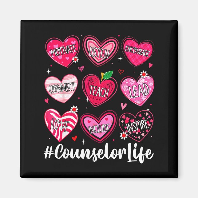 Imán Counselor Life School Counseling Hearts School Val (Frente)