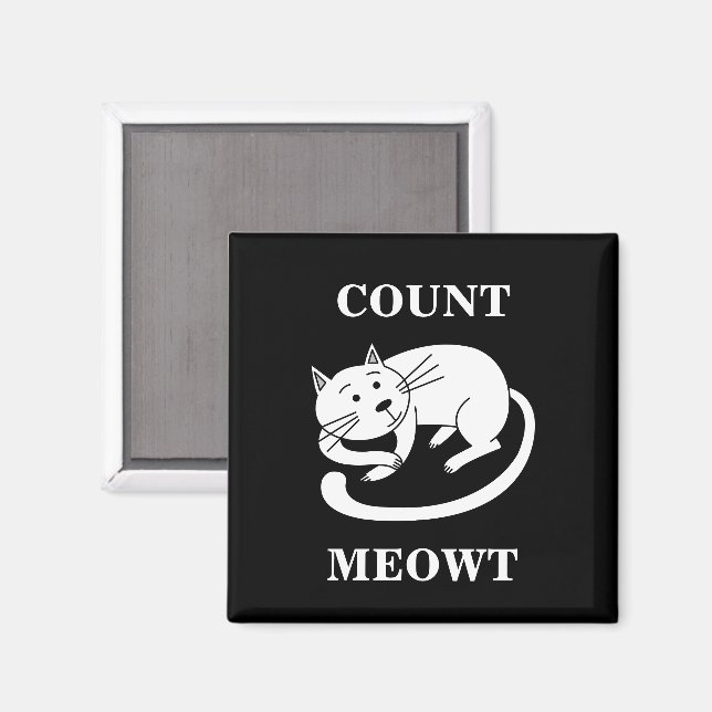 Imán Count Meowt Kitty Funny Cat Pun (Anverso/Reverso)
