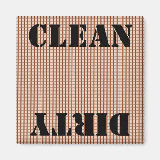Imán Country Blue Gingham Checks Clean Dirty