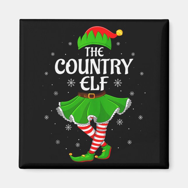 Imán Country Elf Christmas Family Girls Women Elf Squad (Frente)