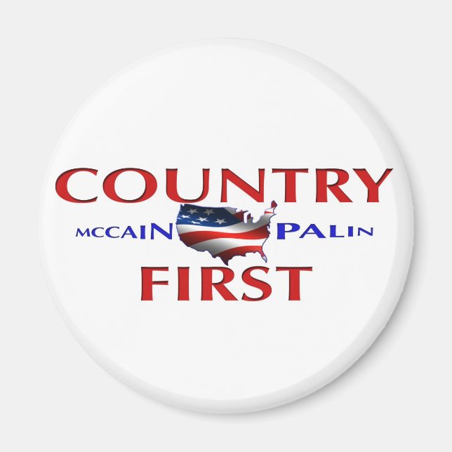 Imán Country First John McCain Palin Magnet para coche (Frente)
