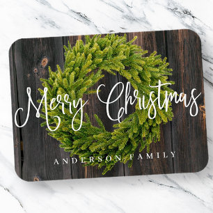 Imán Country Rustic Wood Feliz de Navidad
