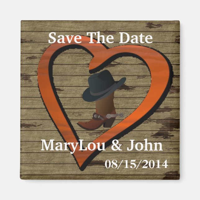 Imán Country Western WEDDING Save the DATE Magnet (Frente)