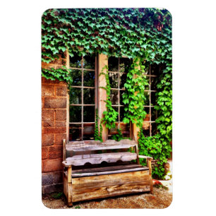 Imán Country Wooden Bench Ivy Vines Flexible Magnet