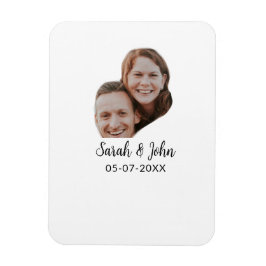 Imán Couple face photo add name date simple wedding
