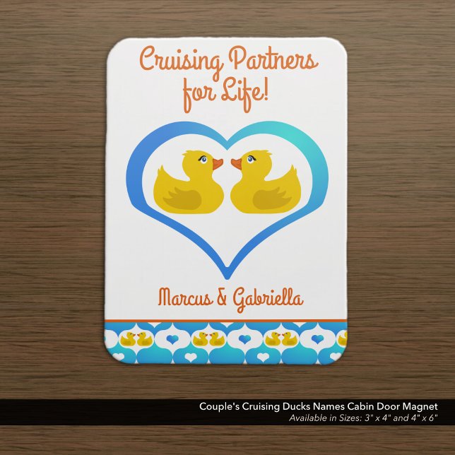 Imán Couple's Cruising Ducks Names Cabin Door (Cruising Partners for Life!–Quote. Couple's Names Cruising Ducks Cabin Door Magnet.
)