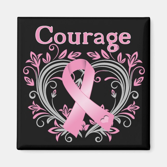 Imán Courage Breast Cancer Awareness Ribbon (Frente)