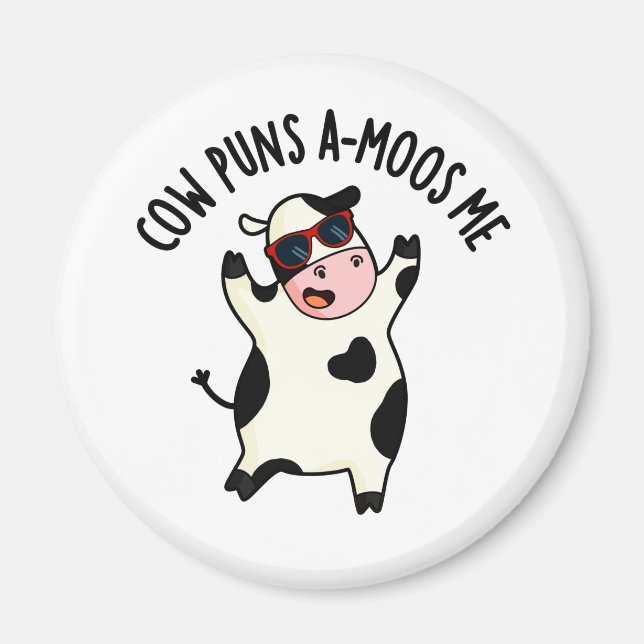 Imán Cow Puns me emociona un divertido muñeco de vaca (Frente)
