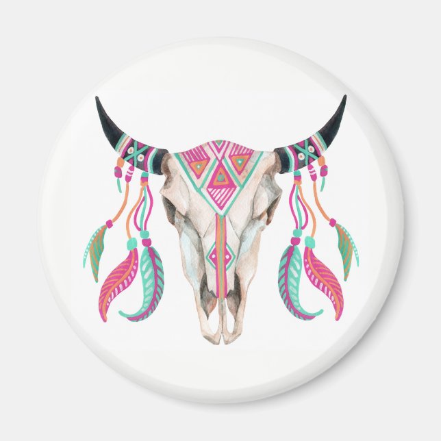 Imán Cow Skull con Dream Catchers (Frente)