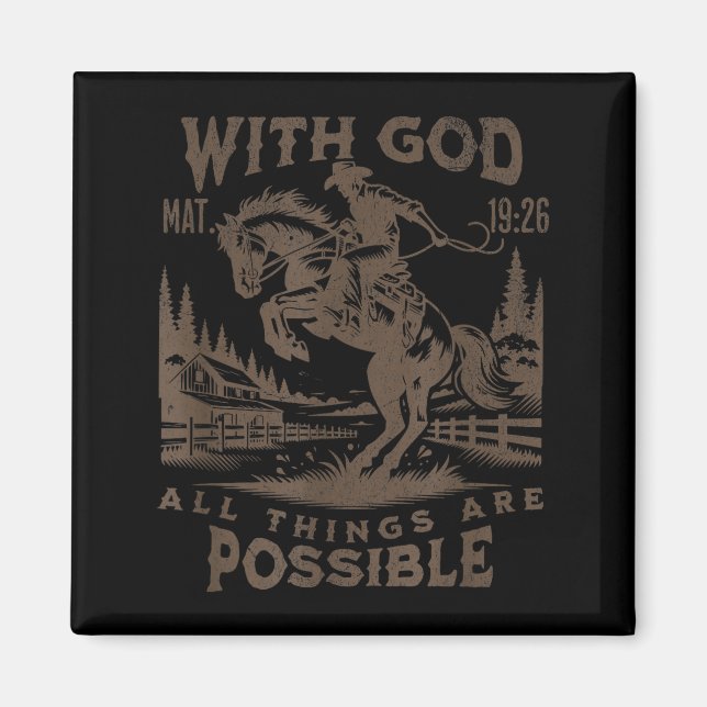 Imán Cowboy Bible Scripture Verse Western Jesus For Men (Frente)
