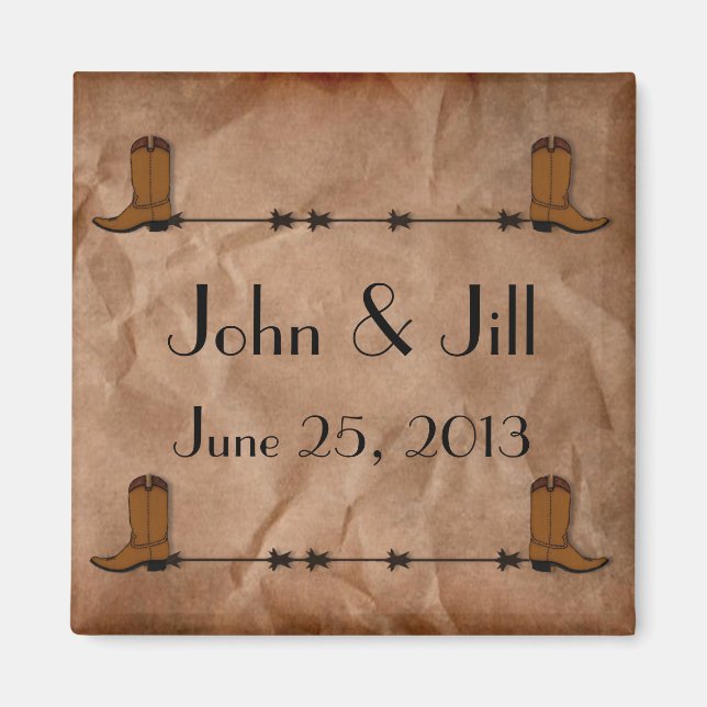 Imán Cowboy Boots Wedding Favor Magnet (Frente)