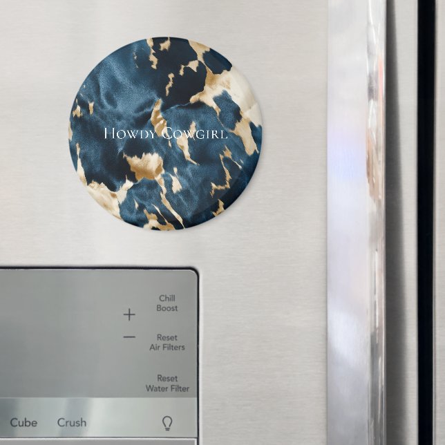 Imán Cowboy Cowgirl Piel de vaca de Western Blue Cream  (In situ (nevera))