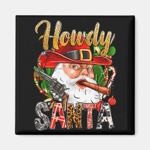 Imán Cowboy Santa Claus Howdy Navidad Western País
