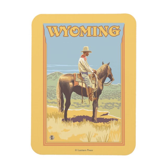 Imán Cowboy (vista lateral) Wyoming (Vertical)