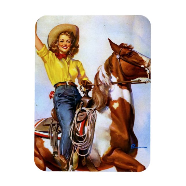 Imán Cowgirl Rider Pin Up (Vertical)