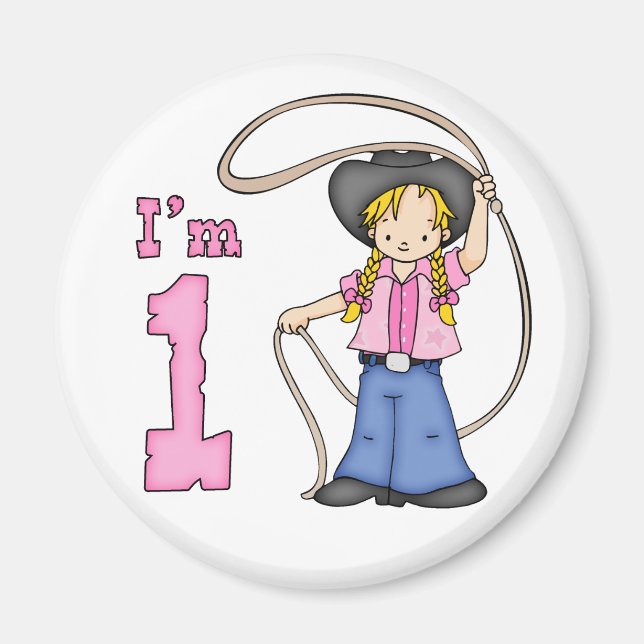 Imán Cowgirl Roper Primer cumpleaños (Frente)