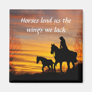 Imán Cowgirl Sunset Horseback Riad Magnet
