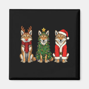 Imán Coyote Papá Noel Reno Navidad Retro
