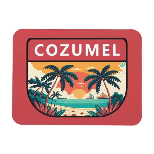 Imán Cozumel México Retro Emblem (Horizontal)
