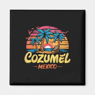 Imán Cozumel México Tropical Sunset Beach Souvenir Vaca