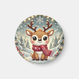 Imán Cozy Christmas Reindeer in a Winter Wonderland
