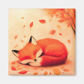 Imán Cozy Fall Forest Sleeping Fox