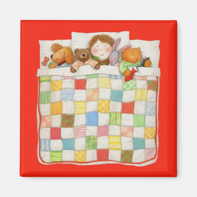 Imán COZY QUILT Square Magnet - Red (Frente)