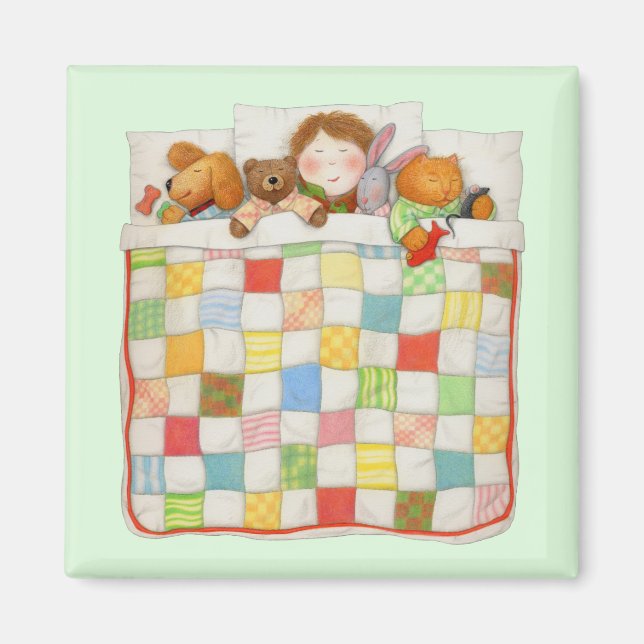 Imán COZY QUILT Square Magnet - Verde (Frente)