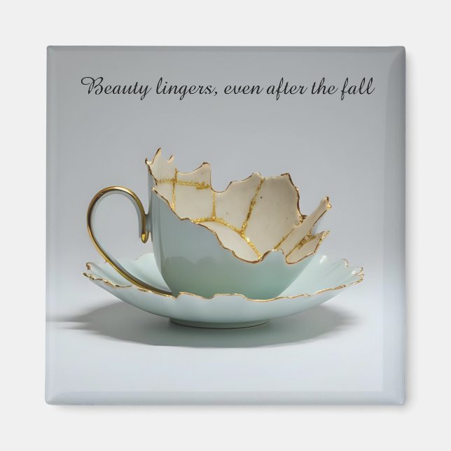 Imán cracked broken teacup inspirational Magnet (Frente)