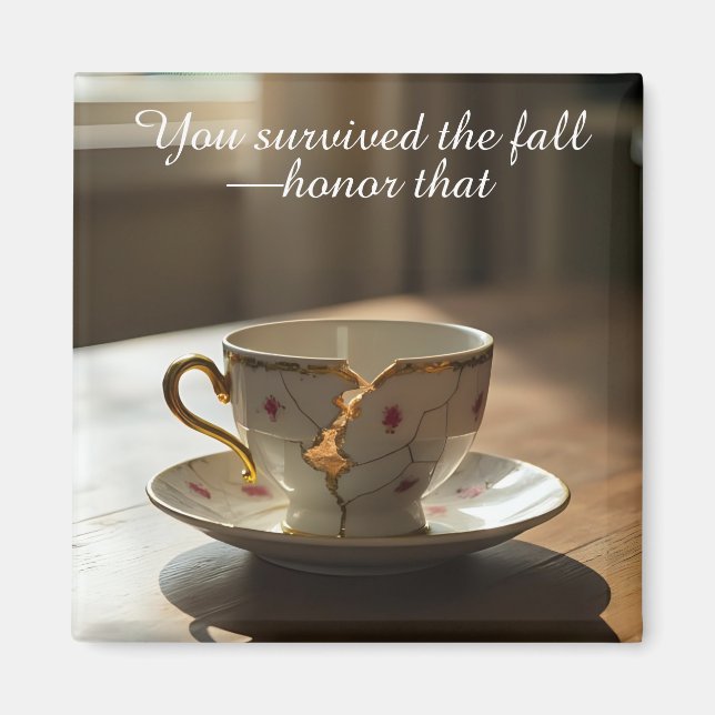 Imán cracked broken teacup inspirational Magnet (Frente)