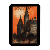 Cracovia Polonia - Cartel de viaje polaco vintage