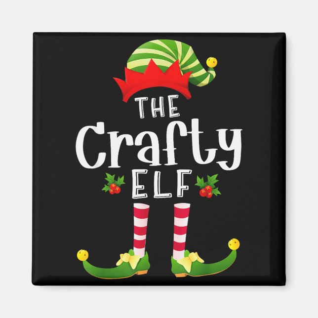 Imán Crafty Christmas Elf Matching Pajama X-mas Party  (Frente)