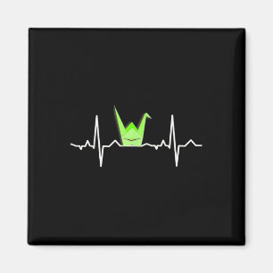 Imán Crane de papel Origami , Heartbeat Ecg Pulso Shirt