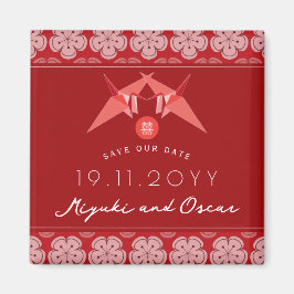 Imán Crane De Papel Rojo Sakura Boda Asiática Salven La