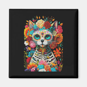 Imán Cráneo De Azúcar Cat De Los Muertos La Catrina Día