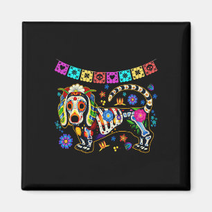 Imán Cráneo de azúcar mexicano Dachshund Bone Halloween