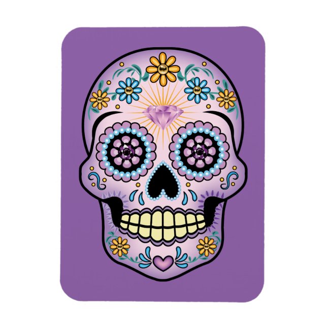 Imán Cráneo de azúcar morado (Vertical)