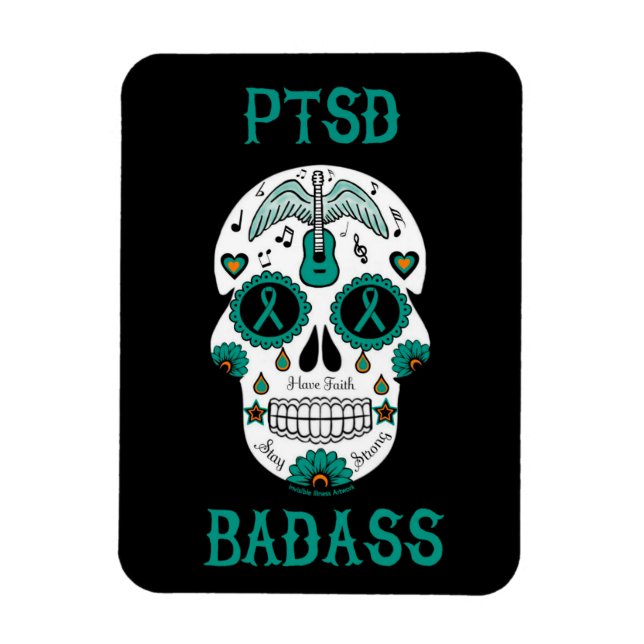 Imán Cráneo de azúcar para Badass del PTSD (Vertical)