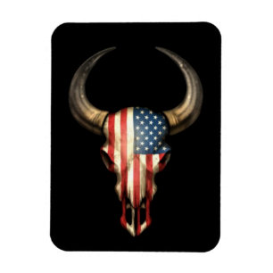 Imán Cráneo de Bull de la bandera americana en negro