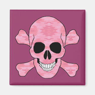 Imán Cráneo De Camuflaje Rosa Y Méndez De Crossbone