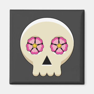 Imán Cráneo de Gótico kawaii con flores