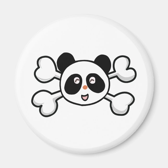 Imán cráneo de oso panda y cruces (Frente)