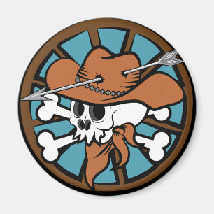 Imán Cráneo de vaquero lindo con huesos cruzados