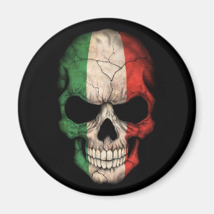 Imán Cráneo italiano de la bandera en negro
